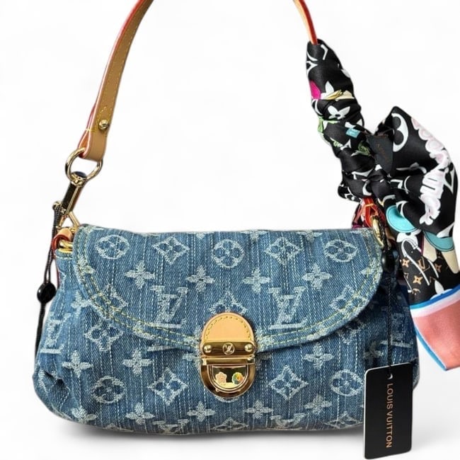 Louis Vuitton Denim Monogram Pleaty Beaute Bag & Original Gift Bag (1 of 7)