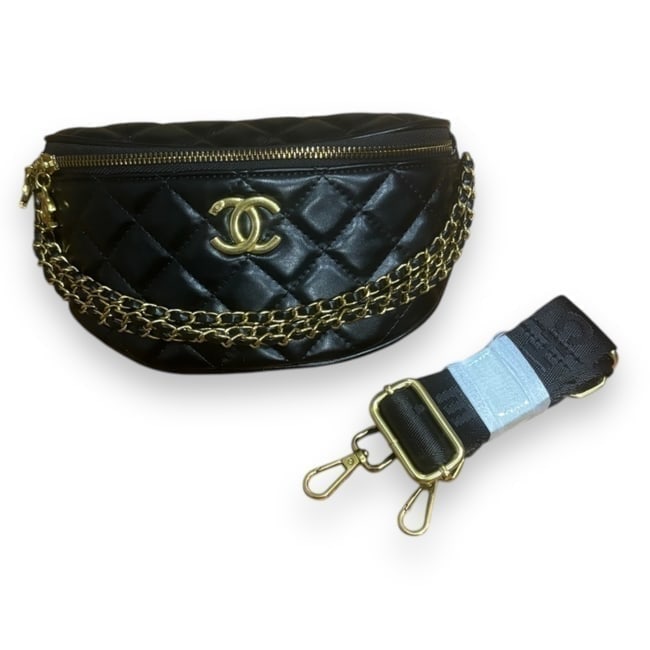 CHANEL Black & Gold Quilted Belt/BumBag & Original Box (1 of 8)