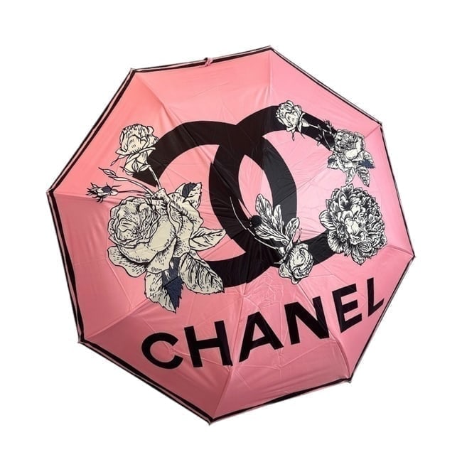 CHANEL Pink&Black/White Rose Handle Edition Beaute Umbrella, Sleeve, & Original Box (1 of 3)
