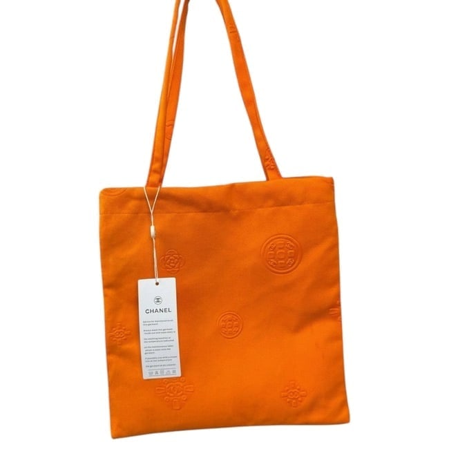 CHANEL Orange Camelia/Logo Decorated U.L Tote (1 of 5)