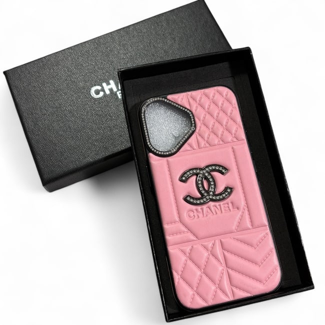 Iphone 16 OR 17 Custom CHANEL Pink/Rhinestone Phone Case & Box (1 of 5)