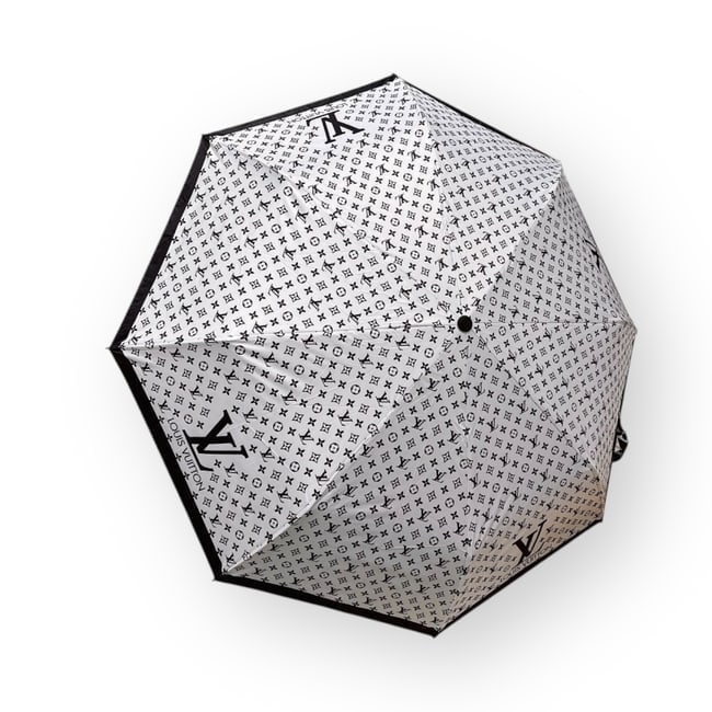 Louis Vuitton Blk/Wht Mono Auto Fold Beaute Umbrella, Storage Sleeve, & Box (1 of 7)