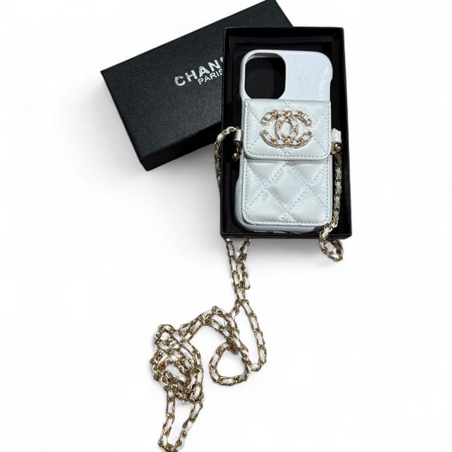 iphone 16 OR 17 Custom CHANEL White Quilted Phone Case & Original Box (1 of 4)