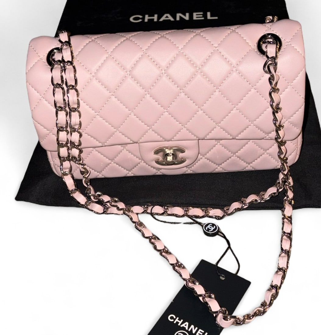 CHANEL Pink/Silver Double Flap Beaute Bag & Original Box (1 of 10)