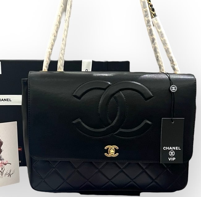 CHANEL LG Quilted Pharrel Black/Gold Beaute Bag& Original Gift Bag Included (1 of 8)