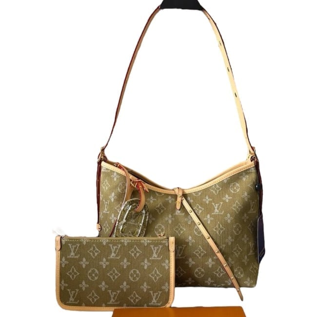 Louis Vuitton Olive Denim Monogram Carryall Beaute Bag & Original Gift Bag (1 of 9)