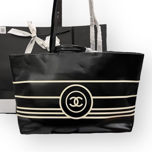 CHANEL XL 2Way Carry Black & Cream Beaute Tote & Gift Bag (1 of 8)