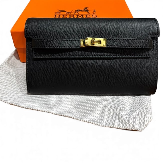 Hermes Black/Gold Kelly To Go Wallet & Original Box (1 of 9)