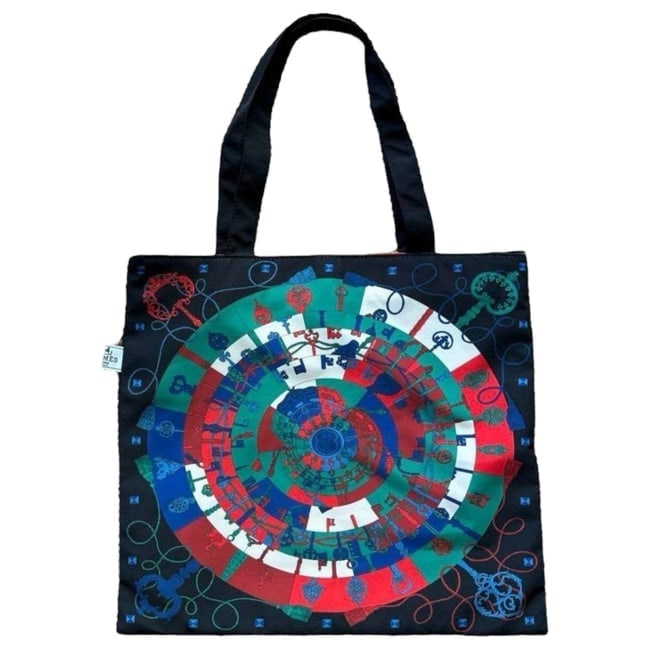 Hermes Black/Blue Multicolor Signature Print U.L Tote (1 of 7)