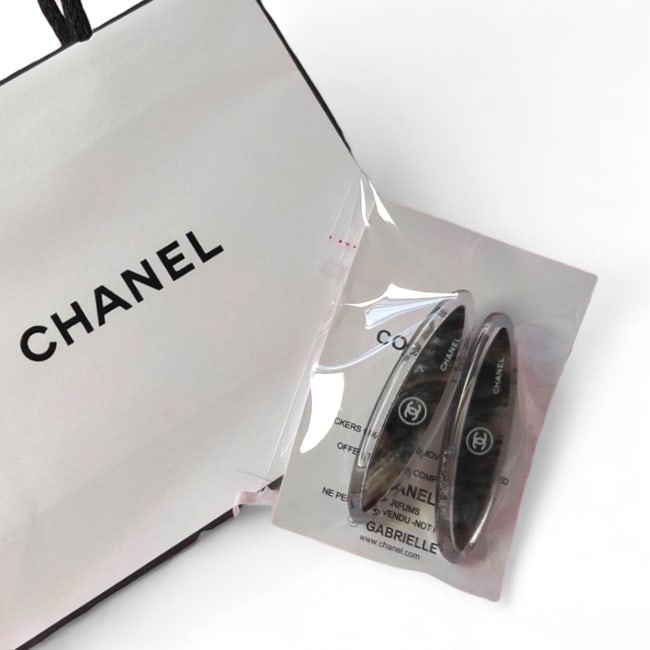 CHANEL 2Pc Lg Black Transparent Long Oval Beaute Hair Clips & Gift Bag: • CHANEL • 2Pc Set • Hair Clips • Gabrielle • L.A Collection • Black Transparent • CC Logo • Shape: Lg Long Skinny Oval • Original Gift Bag Included