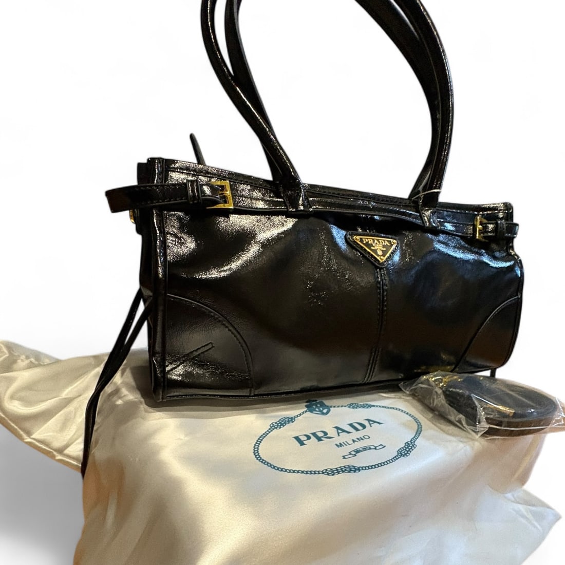 PRADA 2 Way Carry Black/Gold Tote Beaute Bag & Gift Bag (1 of 15)