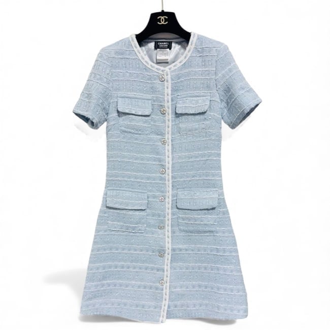 CHANEL Blue & White Button Up U.L Dress (1 of 7)
