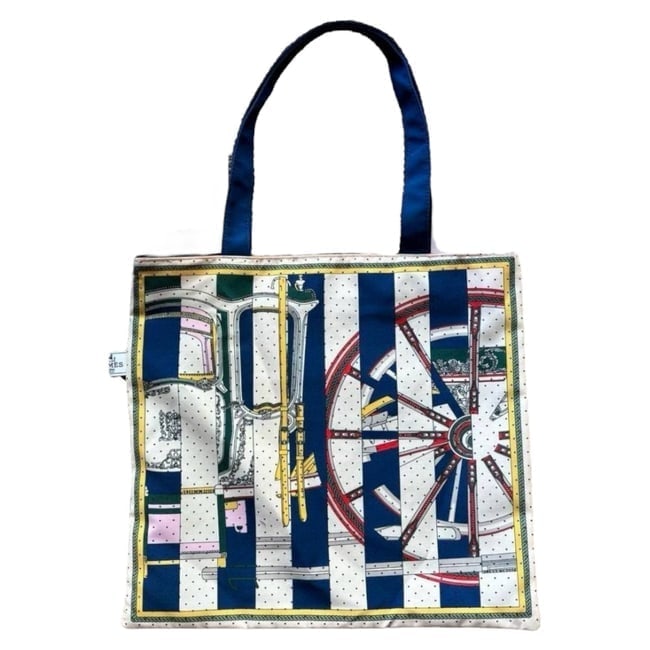 Hermes White/Blue Multicolor Signature Sailor Print U.L Tote: • Hermes • Tote • Blue/White Multicolor • Signature Sailor Print • Signature Orange Interior • Canvas • Double Handles • Uniform Line • Snap Closure &b