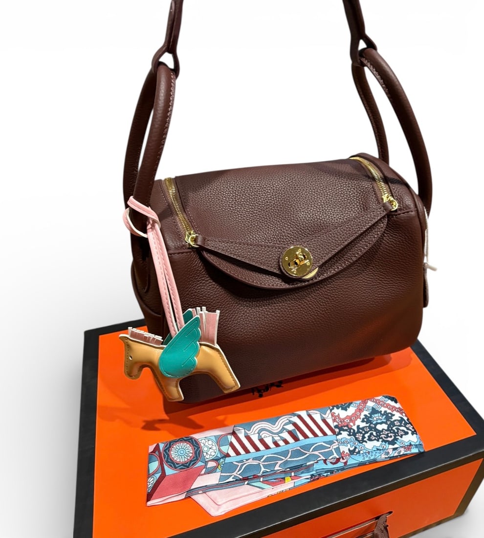 Hermes Brown/Gold Lindy Doctor Beaute Bag & Original Box (1 of 14)