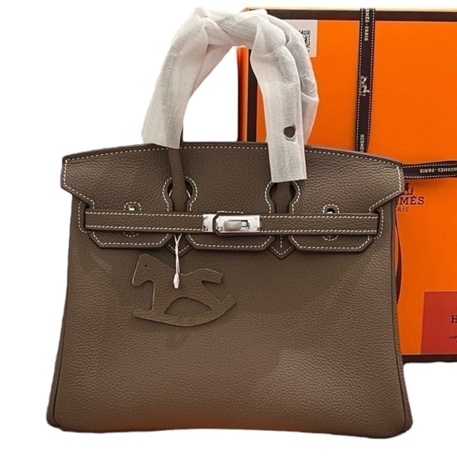 Hermes Etoupe/Silver Birkin Beaute Bag, Keys, & Original Box (1 of 10)