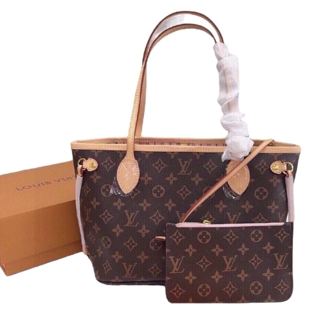 Louis Vuitton Brown Monogram/Rose Neverfull PM Beaute Bag & Original Gift Bag: • Louis Vuitton • Neverfull PM • Brown Monogram • Interior: Rose (Light Pink) • Double Handles • Interior Zip Pocket • Matching Removable Pouch Included • Origi