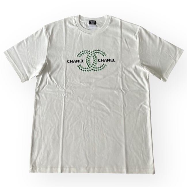 CHANEL White Short Sleeve Front CC Logo UL T-Shirt: • CHANEL • Women's • White • Sizes Available: Small, Medium, Large, & XL • We Will Contact The Winning Bidder After The Auction Ends To Get Their Size Choice • Size Chart