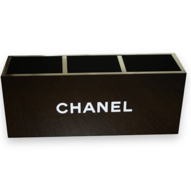 CHANEL 3 Slot Black & White Acrylic Brush Holders (1 of 2)