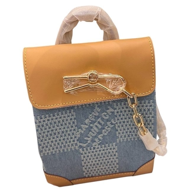 Louis Vuitton Denim Damier Azur Nano Steamer Beaute Bag & Original Box: • Louis Vuitton • Nano Steamer • Denim • Damier Azur • Removable Strap Included • Gold Tone Hardware • Hand Stitched Front Logo • Pin Lock Closure • Top Ha