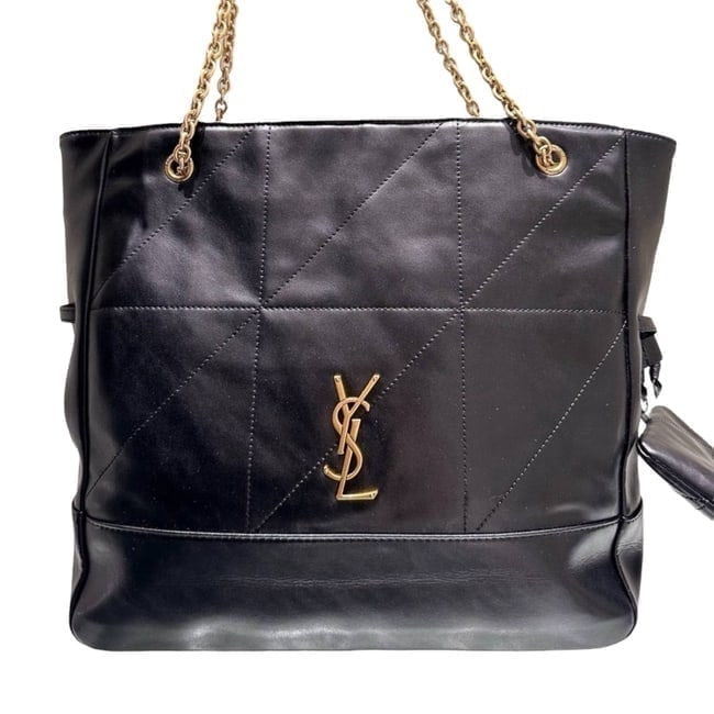 YSL (Saint Laurent) LG Black/Gold Jamie 4.3 Pochon Beaute Bag & Dust Bag: • YSL (Saint Laurent) • Jamie 4.3 Pochon Bag • Black • Gold Tone Hardware • Front Logo • Chain Strap • Quilted Pattern • Matching Removable Pouch Included &bull