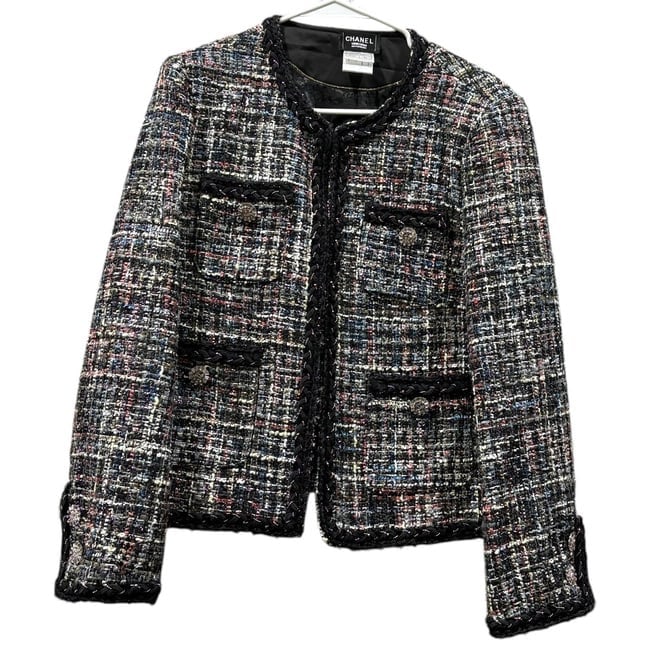 CHANEL Black Multicolor/Rhinestone Detailed Button Up U.L Long Sleeve Jacket (1 of 10)