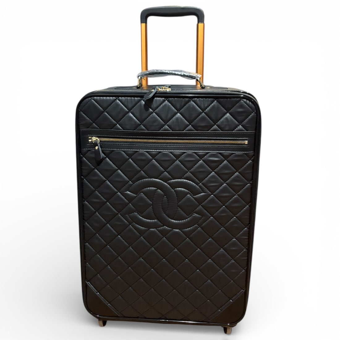 CHANEL Black/Gold Quilted Front Logo Rolling Beaute Suitcase (1 of 9)