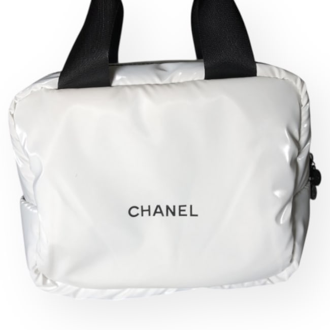 CHANEL White & Black Front Logo Makeup Beaute Case (1 of 6)