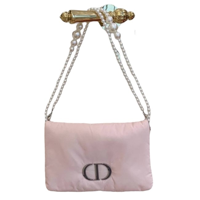 Christian Dior Pink & Silver Beaute Pouch W/ Pearl Strap (1 of 7)