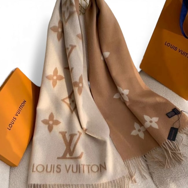 Louis Vuitton Double Sided Cashmere Beaute Scarf & Gift Bag (1 of 9)