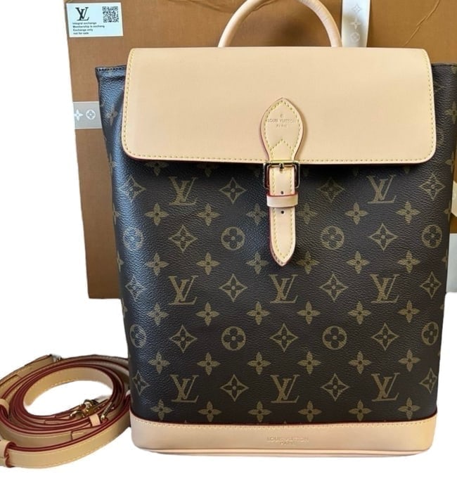 Louis Vuitton Brown Monogram Soho MM Beaute Backpack & Original Gift Bag: • Louis Vuitton • Soho MM • Brown Monogram • Removable Straps • Top Handle For Optional Carry • Gold Tone Hardware • Buckle Closure • Interior Slip Pocket &bull