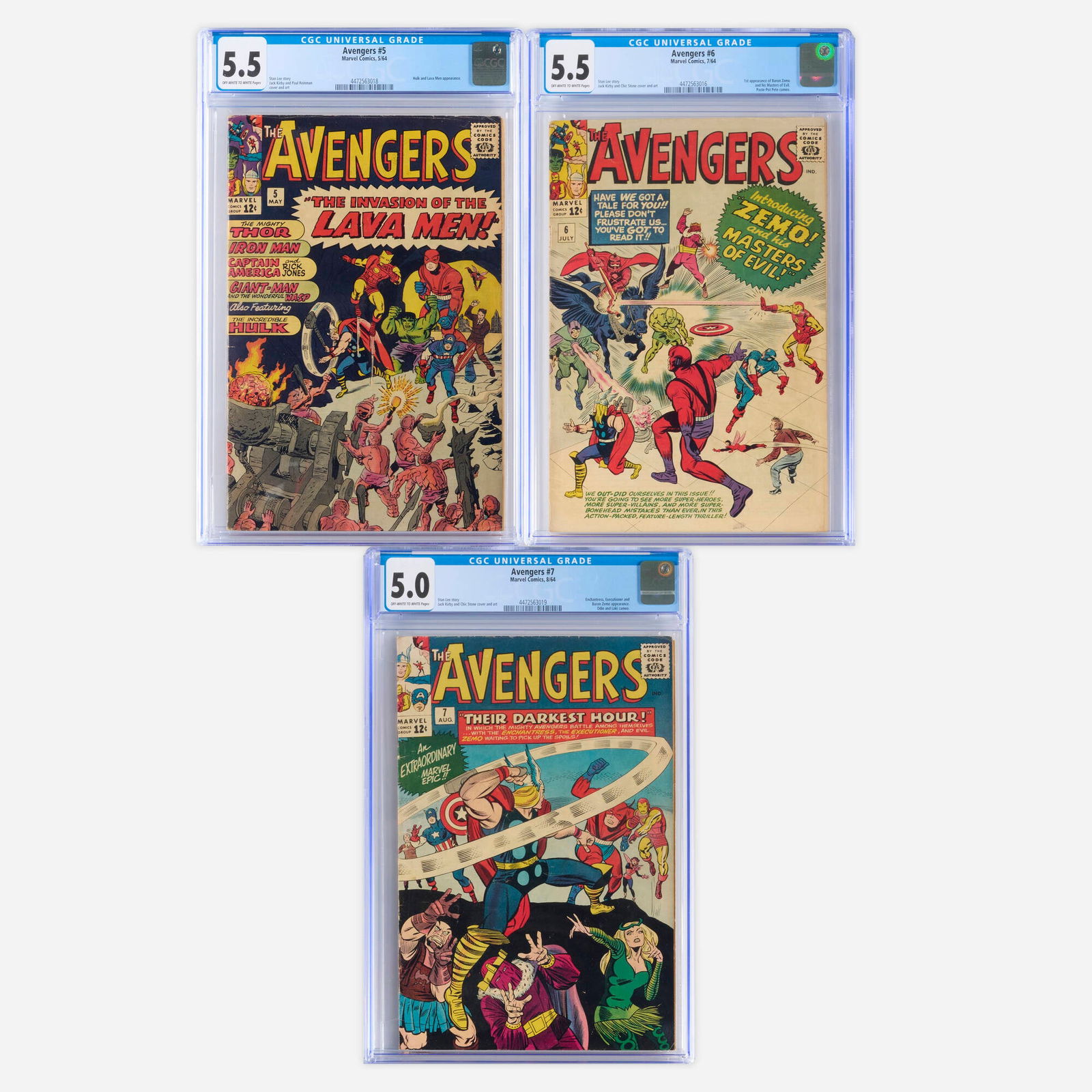3 Marvel Comics Avengers #5-#7 CGC Group (1 of 2)