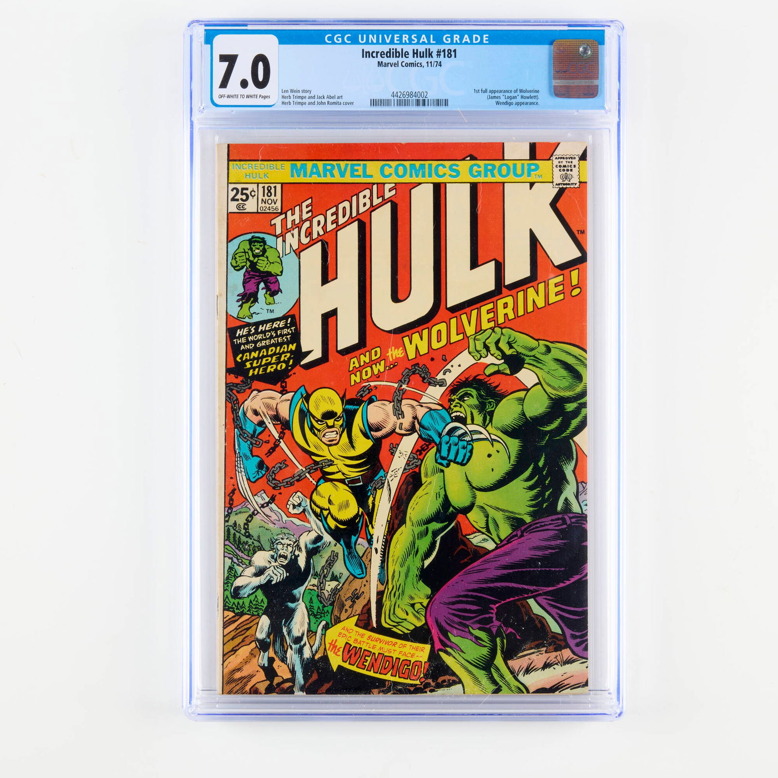 Marvel Comics Incredible Hulk #181 CGC 7.0 (1 of 2)