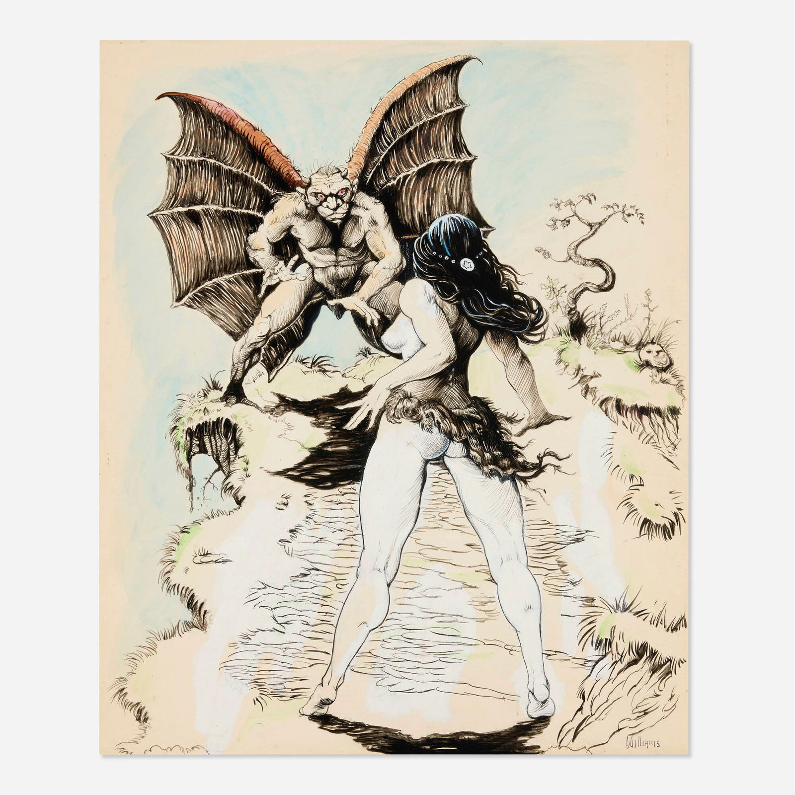 John Williams, Barbarian Comics #3 Cover Original Art (California Comics, 1974): John Williams Barbarian Comics #3 Cover Original Art (California Comics, 1974) 1974mixed media on board, acetate 15.5 h x 12.75 w in (39 x 32 cm) 12.75 h x 15.5 w in (32 x 39 cm) Fantastic