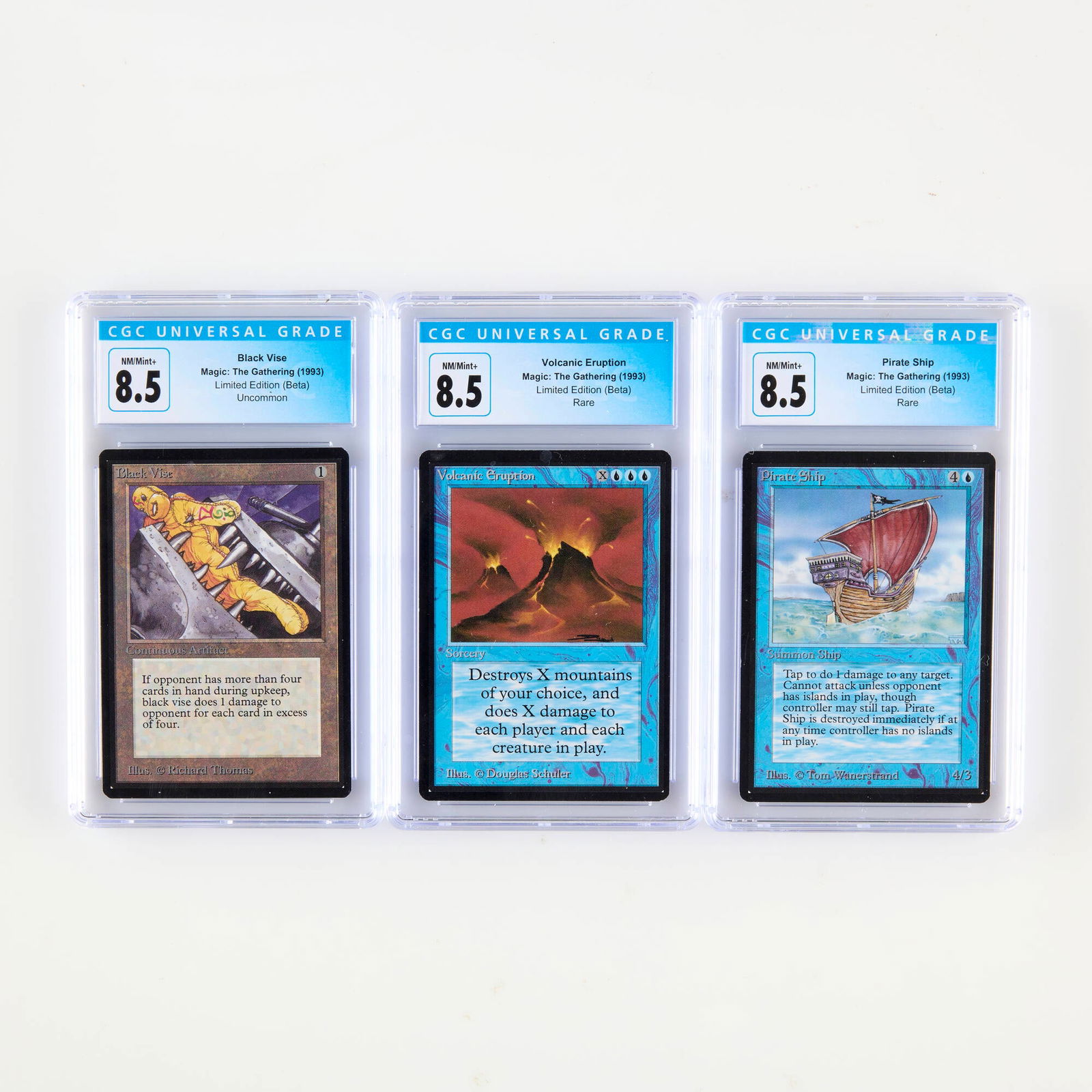 Three 1993 Magic: The Gathering Beta Limited Edition CGC 8.5 Trading Card Group (1 of 2)