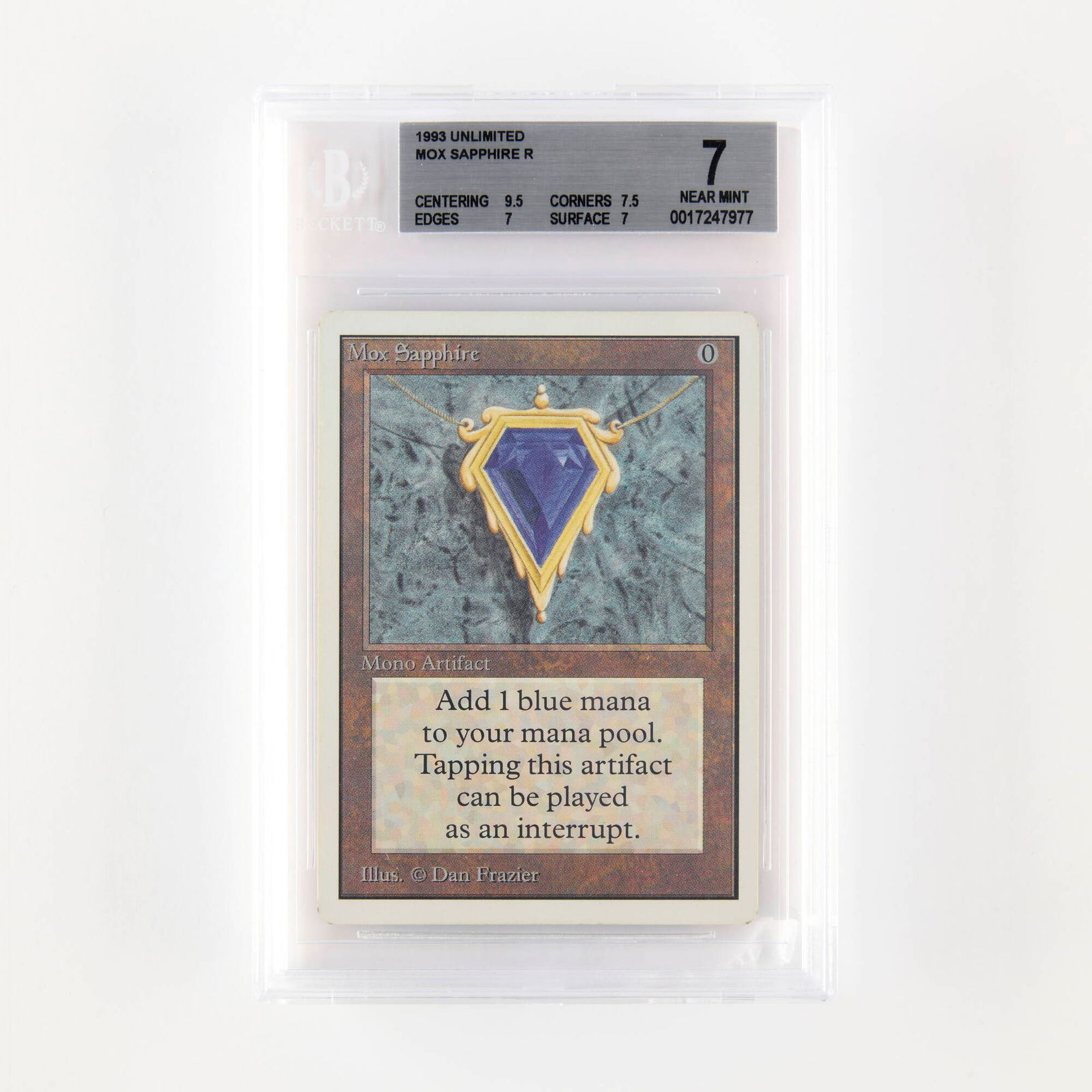 1993 Magic: The Gathering Unlimited Mox Sapphire Trading Card BGS 7 (1 of 2)