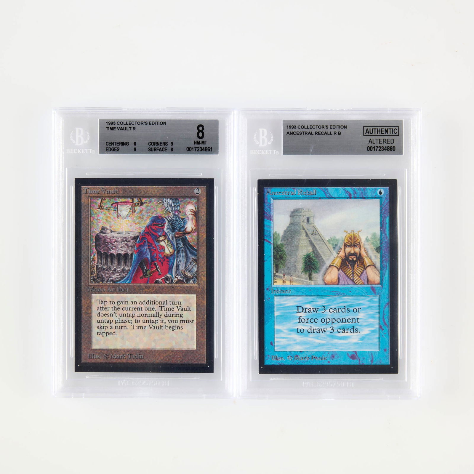 Two 1993 Magic: The Gathering Collector's Edition Ancestral Recall & Time Vault BGS TCG (1 of 2)