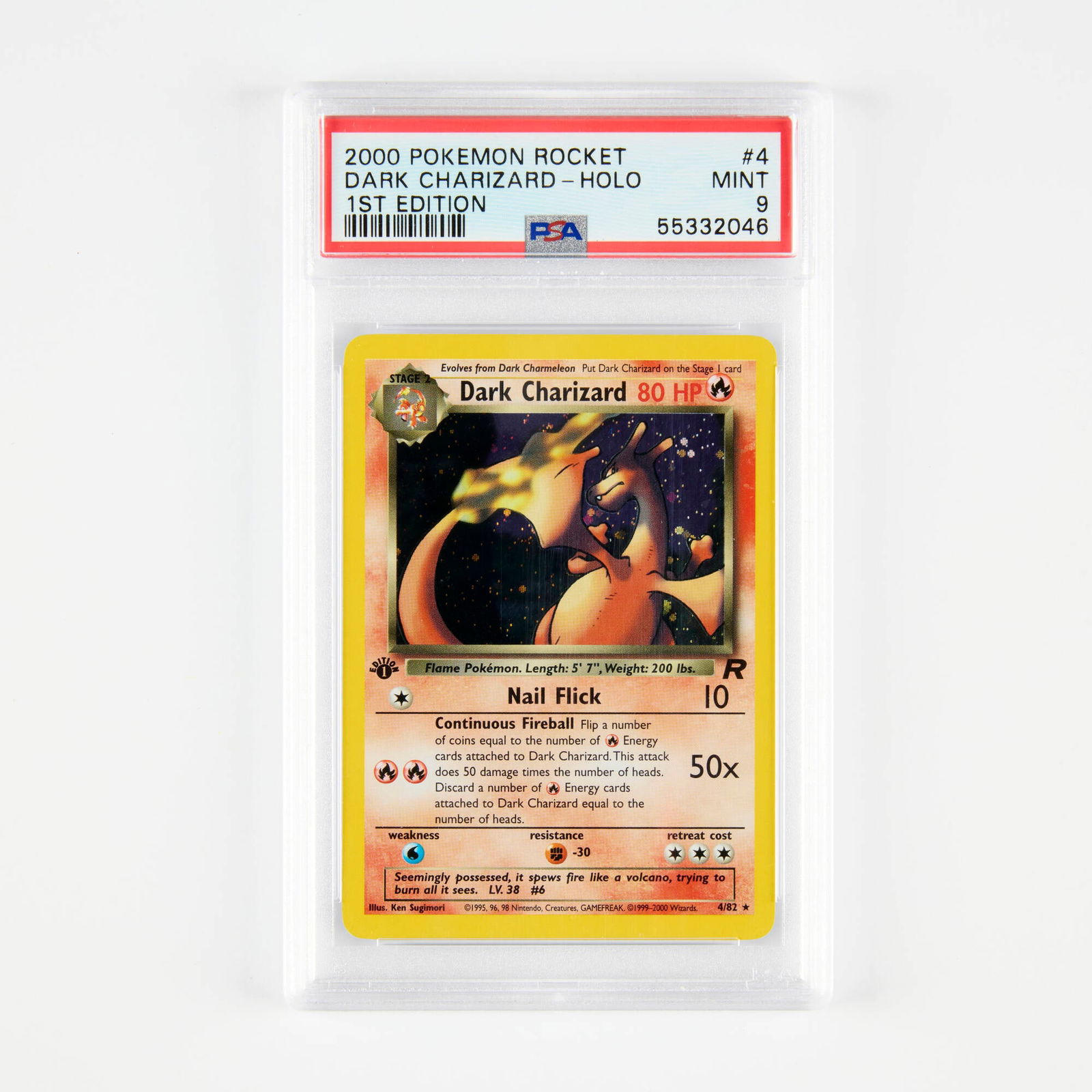 2000 Pokemon Team Rocket 1st Edition #4 Dark Charizard Holo Trading Card PSA 9 (1 of 2)