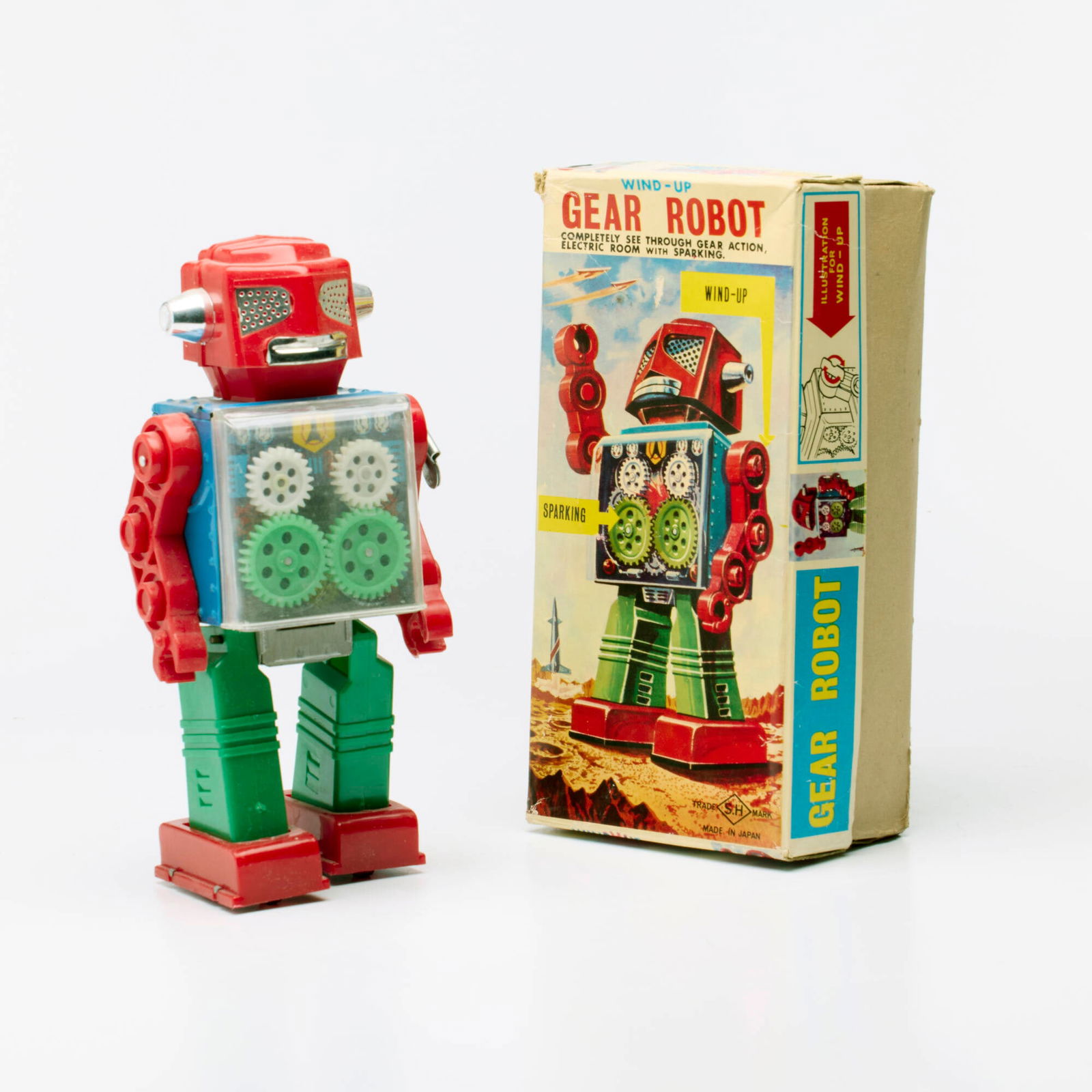 S.H Horikawa Tin Wind-Up Sparking Gear Robot (1 of 3)