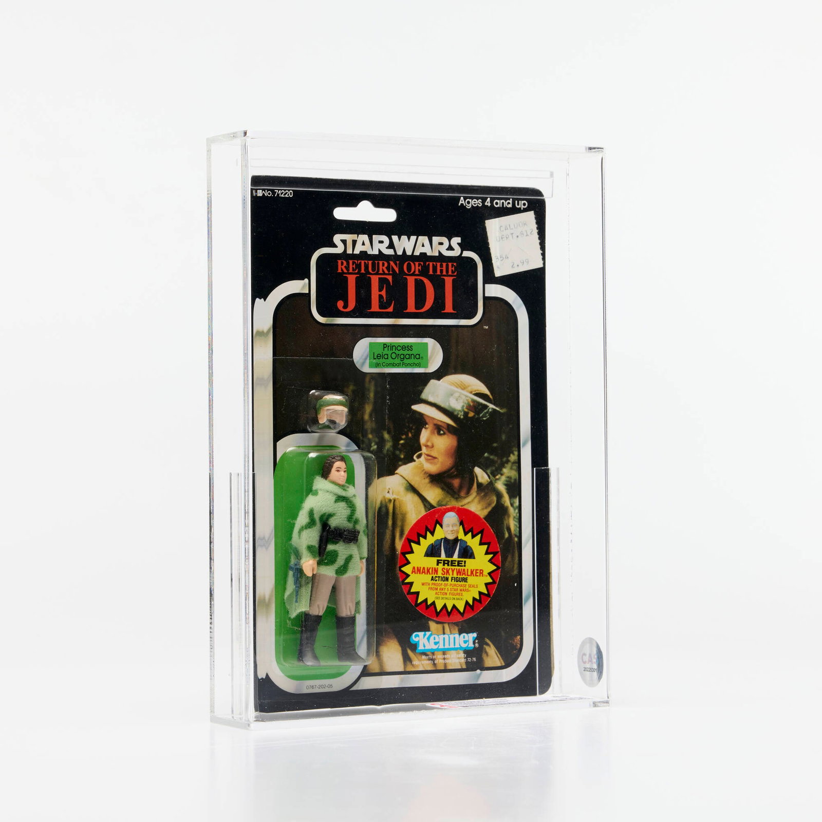 1984 Kenner Star Wars ROTJ 77 Back-B Princess Leia Organa (Combat Poncho) CAS 85: 1984 Kenner Star Wars ROTJ 77 Back-B Princess Leia Organa (Combat Poncho) CAS 85 USA, 1984 A sharp, beautiful example with near flawless figure receiving a 90 subgrade! Bubble has faintly yellowed wit