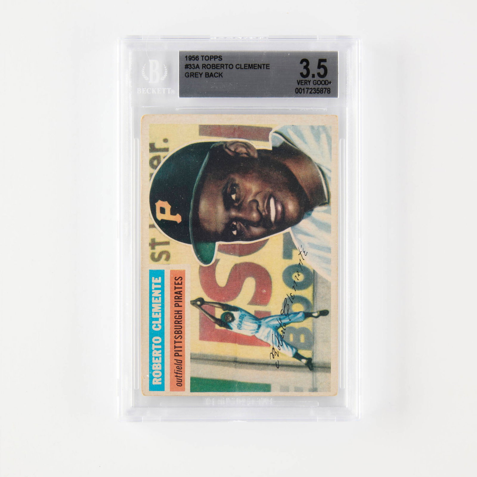 1956 Topps Baseball #33A Roberto Clemente BGS 3.5 Grey Back (1 of 2)