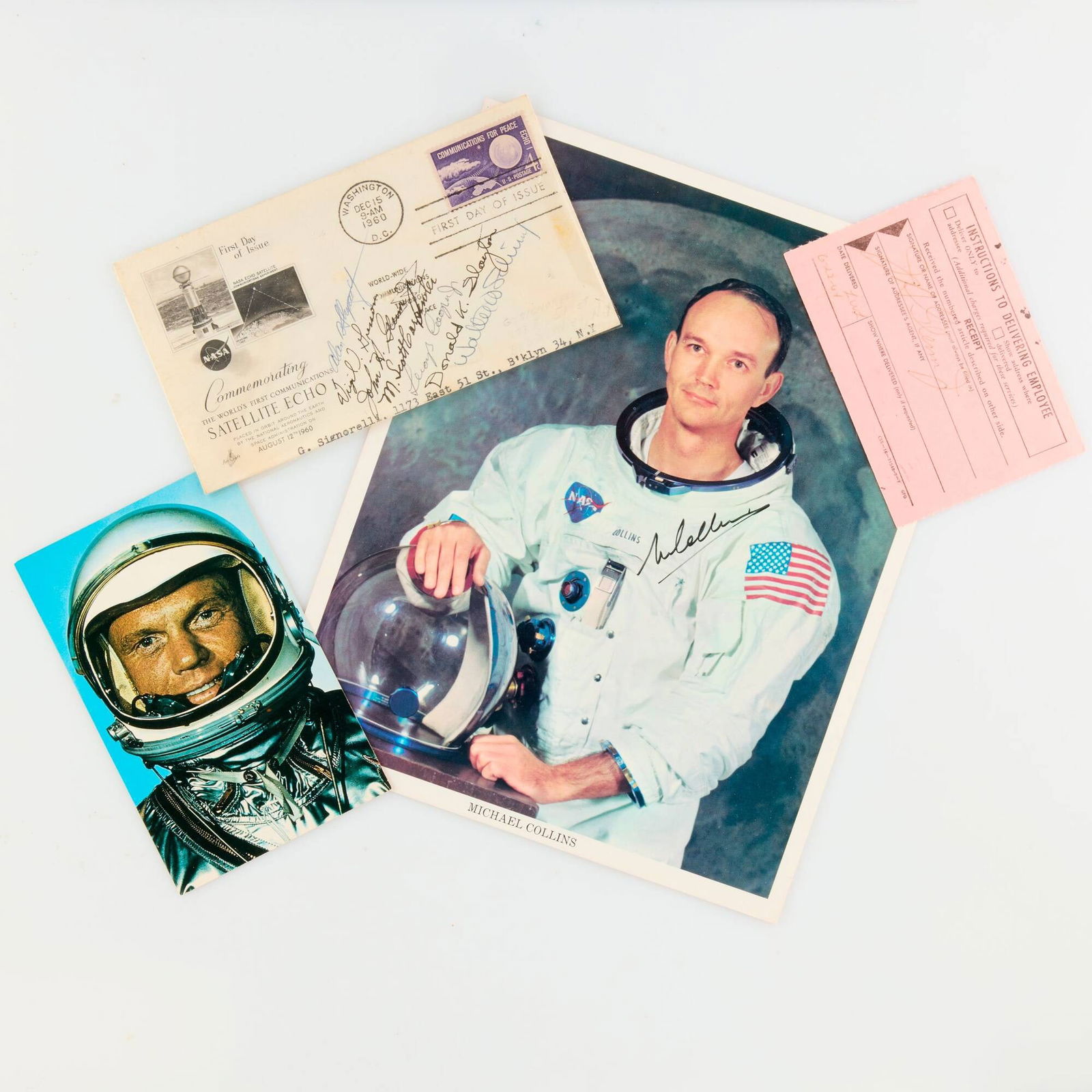 NASA Astronaut Space Ephemera Autographs including Collins and Glenn (1 of 2)
