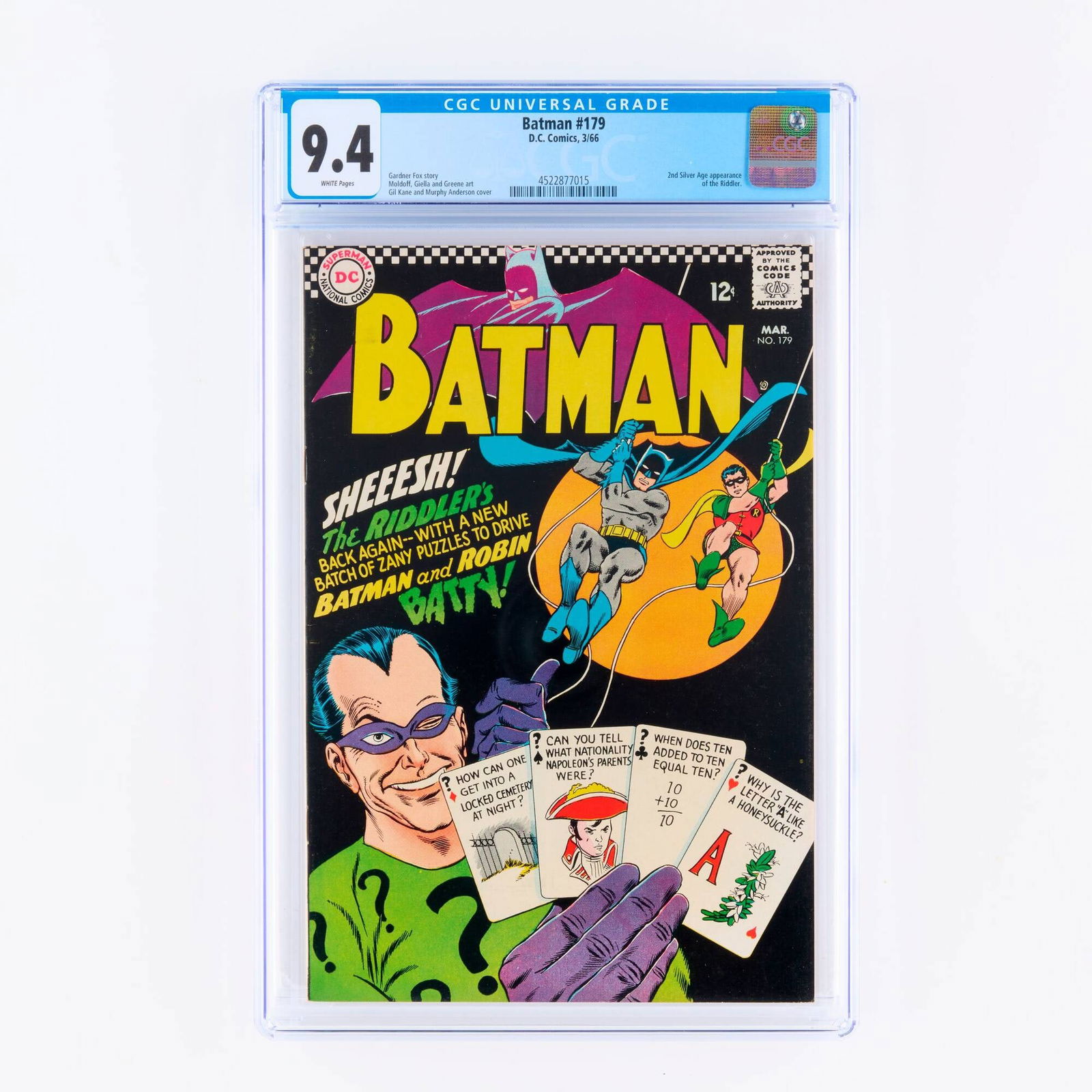 D.C. Comics Batman #179 CGC 9.4 (1 of 2)