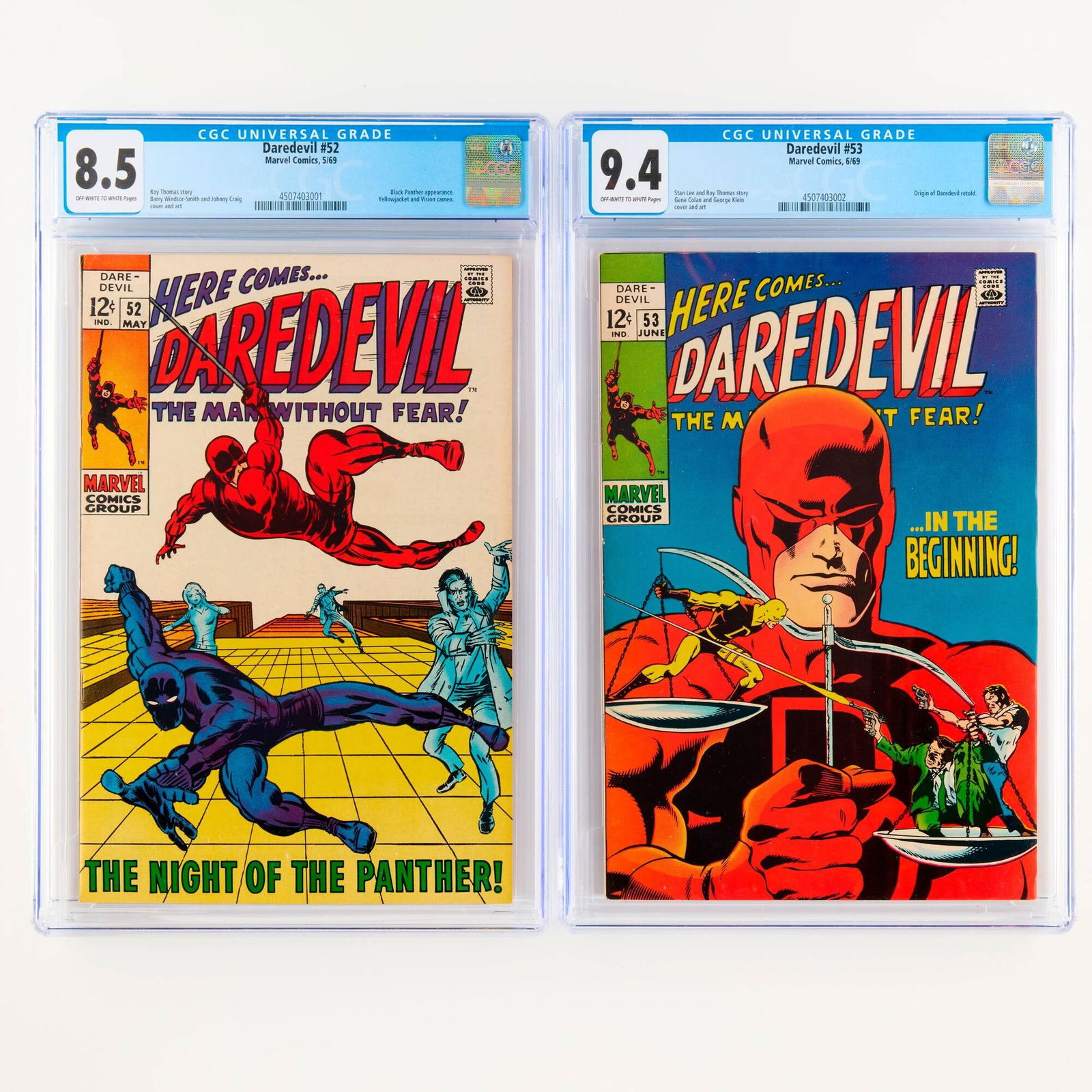 2 Daredevil #52 CGC 8.5 & Daredevil #53 CGC 9.4 (1 of 2)