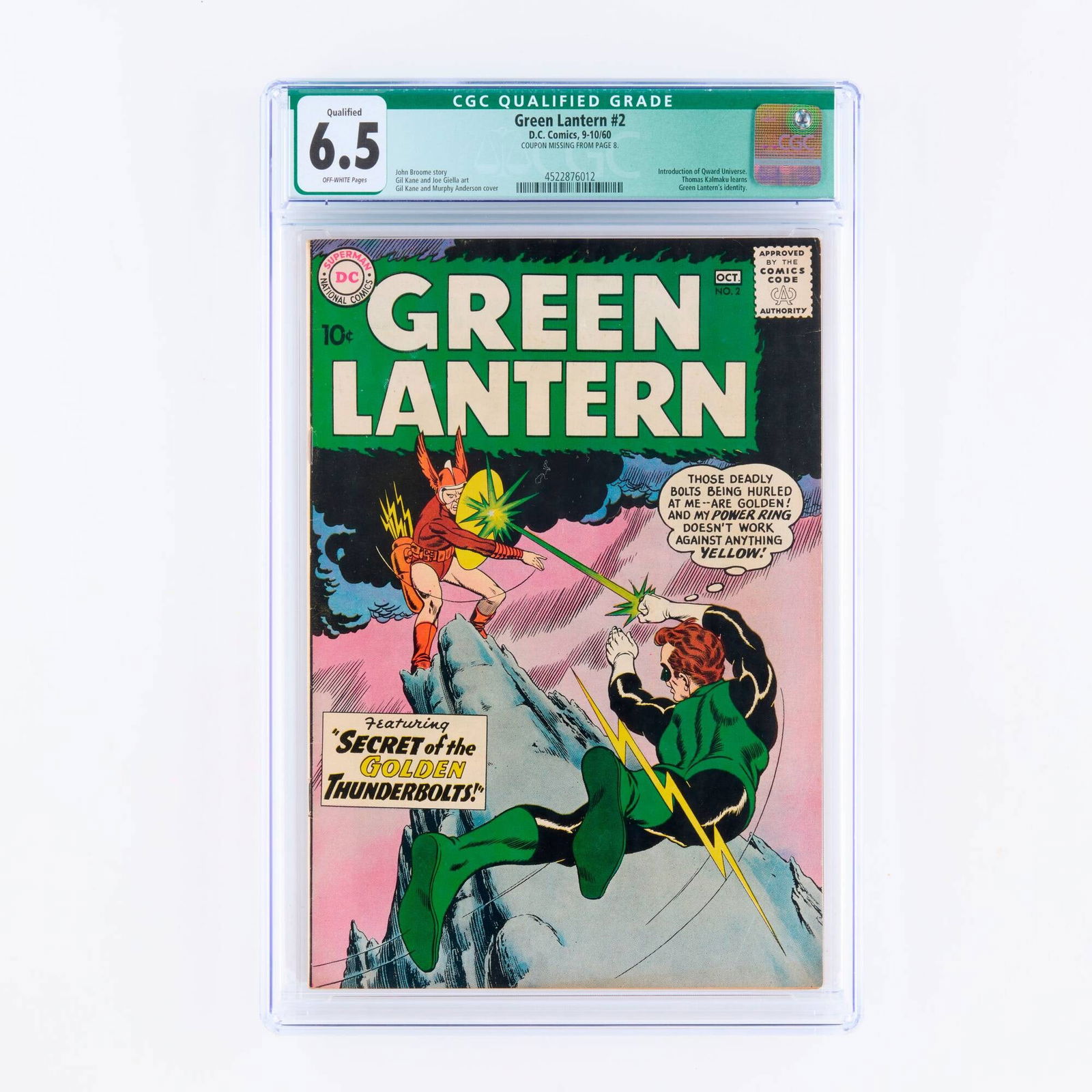 D.C. Comics Green Lantern #2 CGC 6.5 Qualified (1 of 2)