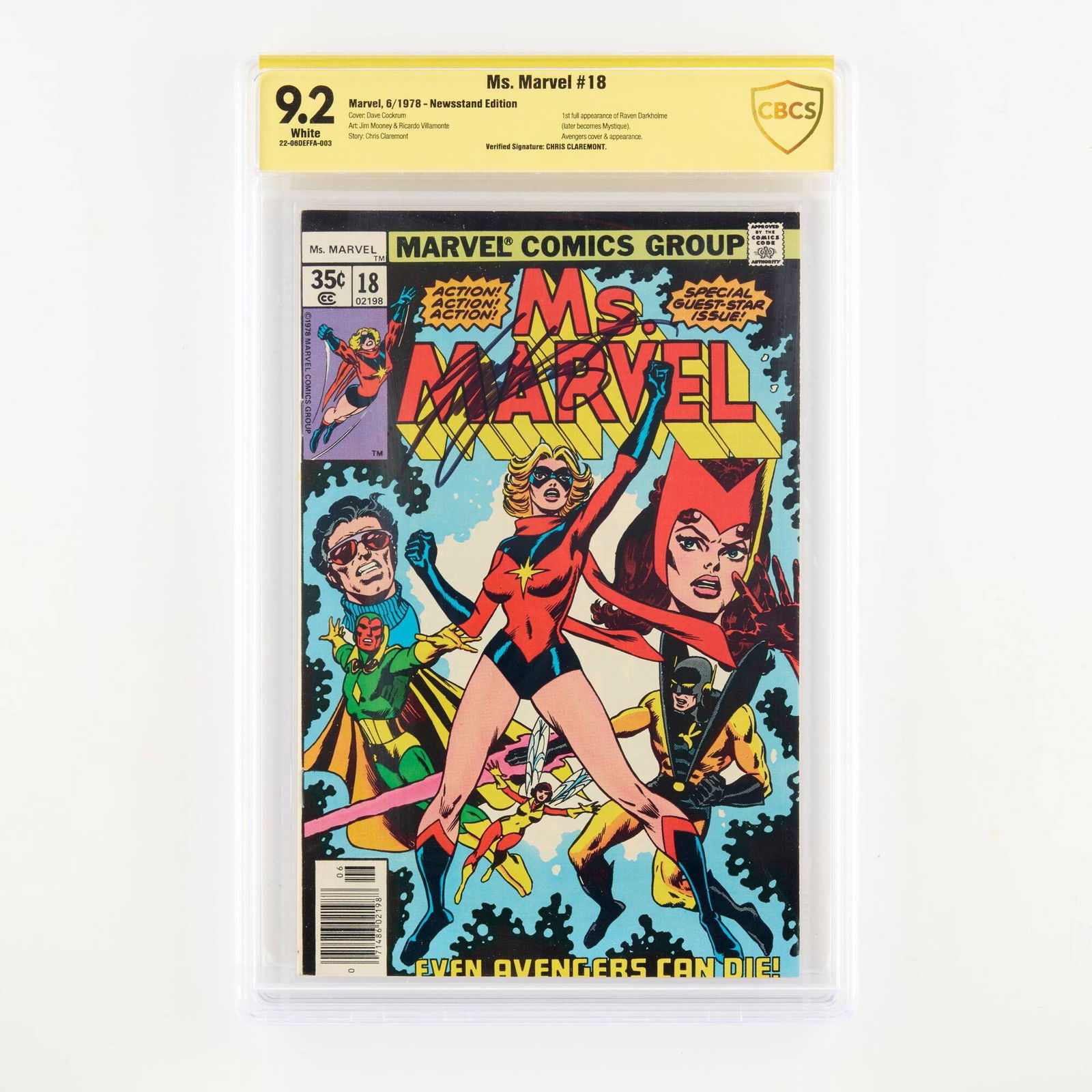Marvel Comics Ms. Marvel #18 CBCS 9.2 Signed Chris Claremont (1 of 2)