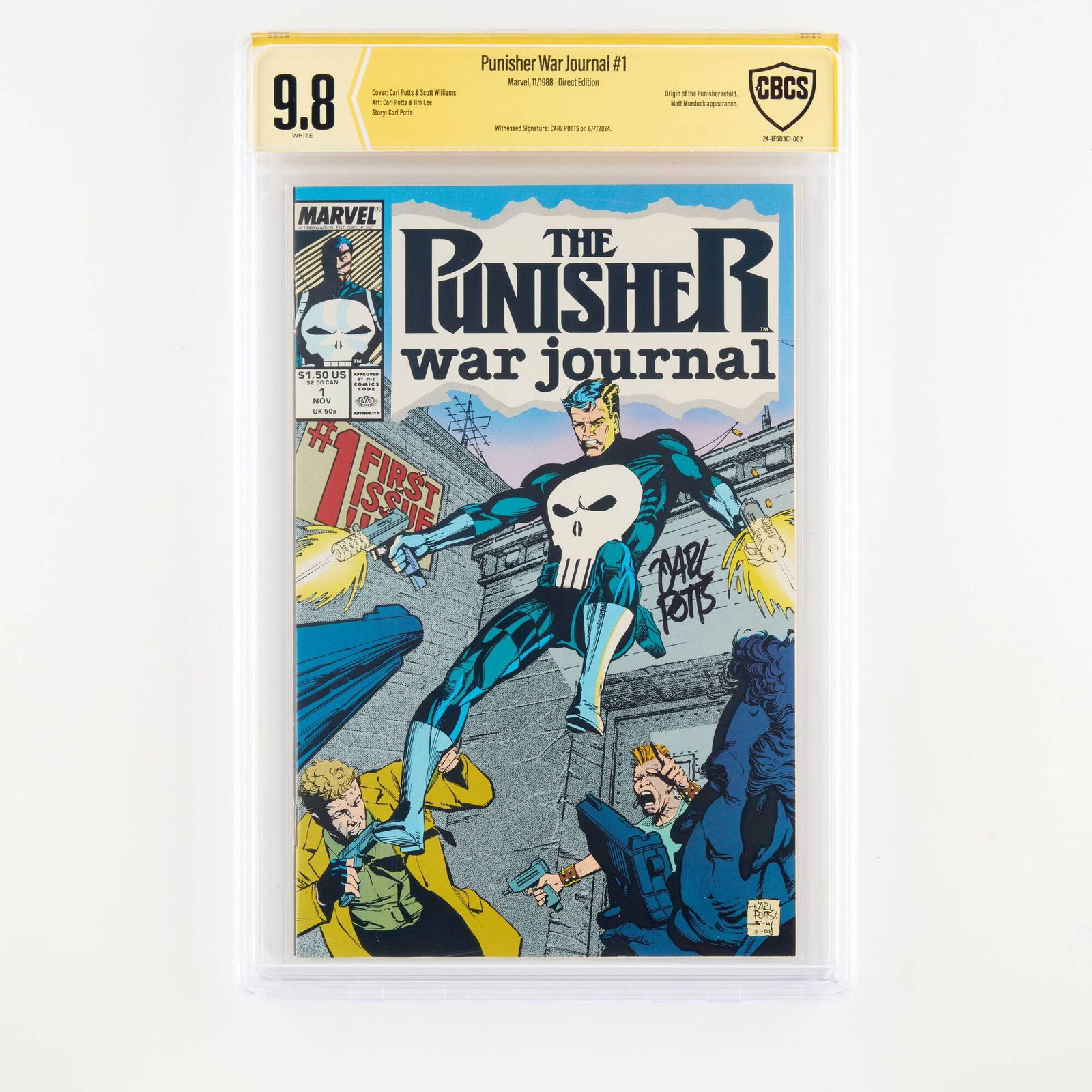 Marvel Comics Punisher War Journal #1 CBCS 9.8 Signed Carol Potts (1 of 2)