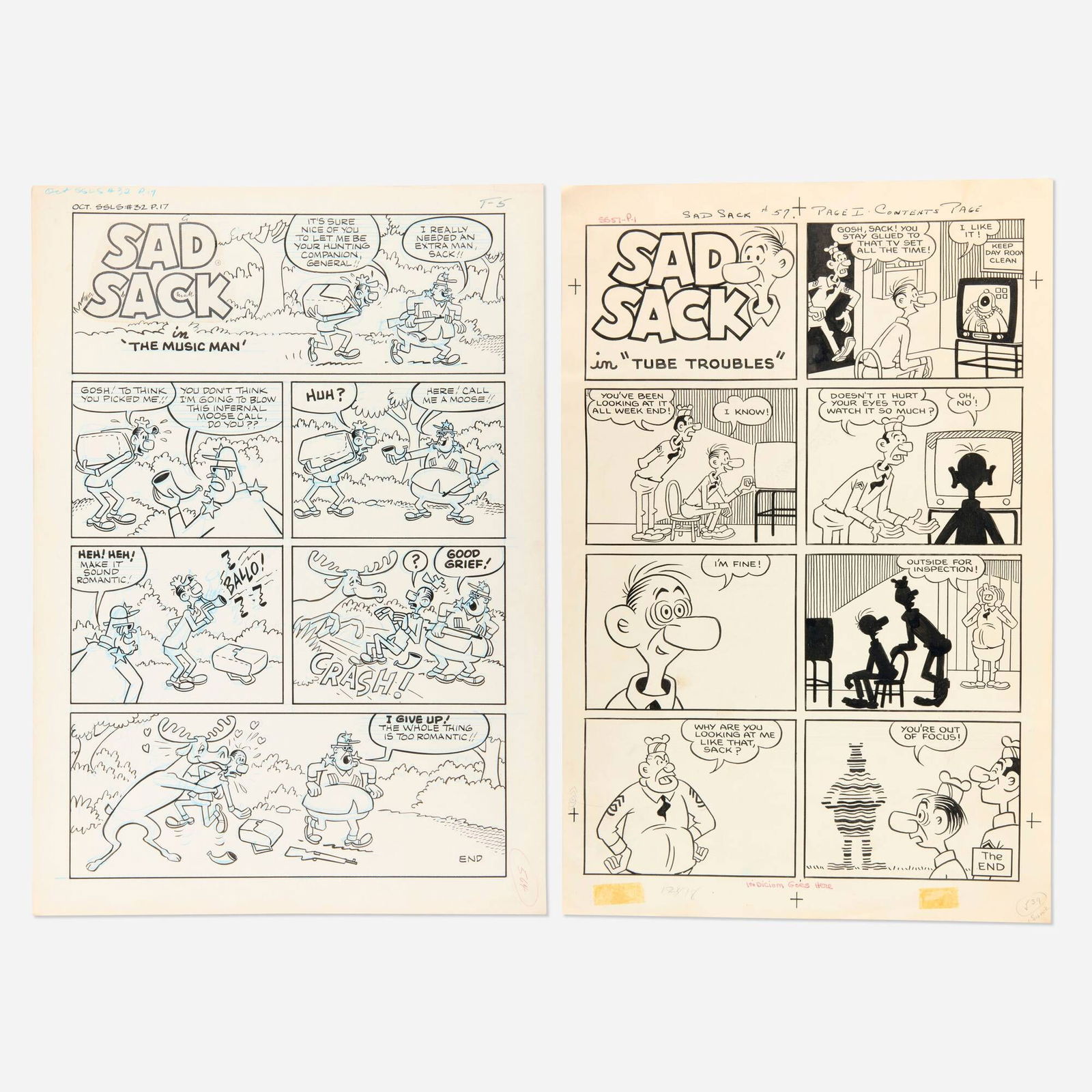 2 Sad Sack Comics #57 & Sad Sack Laugh Special #32 Original Art (Harvey, 1956-1966) (1 of 2)