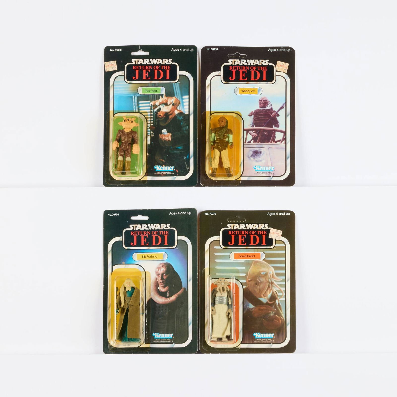 Four 1983 Kenner Star Wars ROTJ 65 Back Factory Sealed Figure Group (1 of 2)