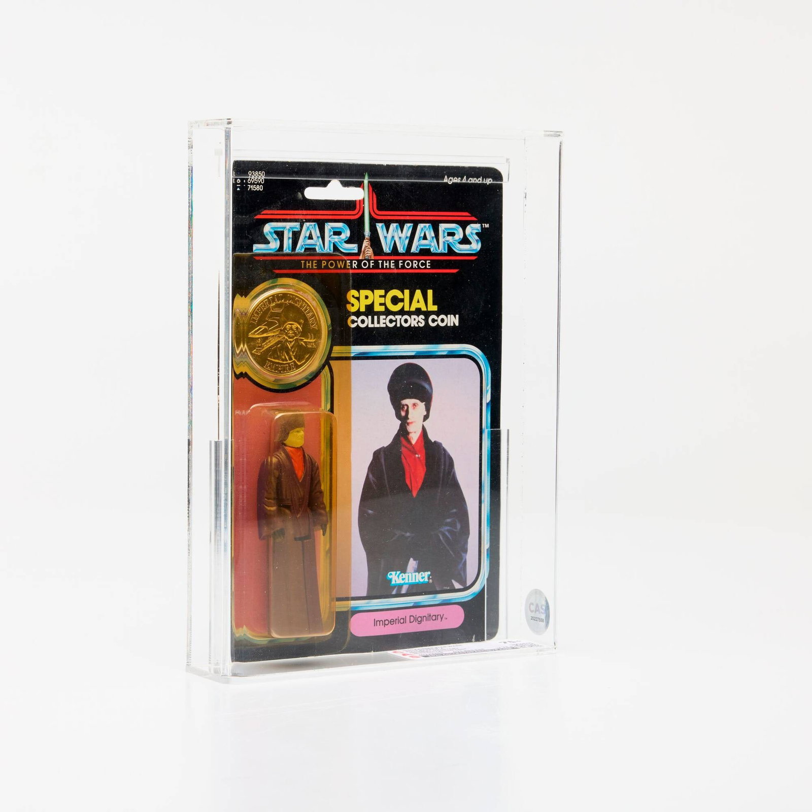 1985 Kenner Star Wars POTF 92 Back Imperial Dignitary CAS 75+: 1985 Kenner Star Wars POTF 92 Back Imperial Dignitary CAS 75+ USA, 1985 Overall presents well with no price sticker. CAS#: 20227558 Grader Notes: C: 75 B: 85 F: 85 (Y78.5) <