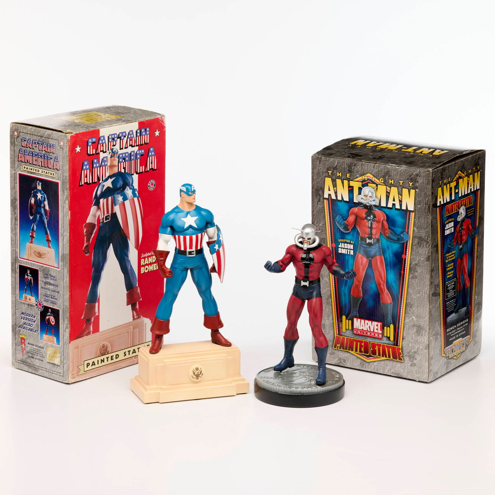 Two 1999-2010 Bowen Marvel The Mighty Ant-Man & Captain America Painted Statues (1 of 2)
